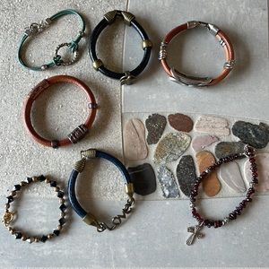 Leather & bead 7 bracelet lot